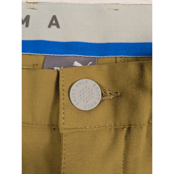 Puma Golf Mens Performance Fit Stretch Flat Front Casual Chino Pants 33x32 Khaki - Picture 3 of 12